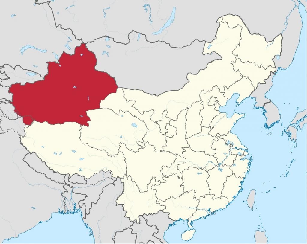 Map of Xinjiang's Location in China