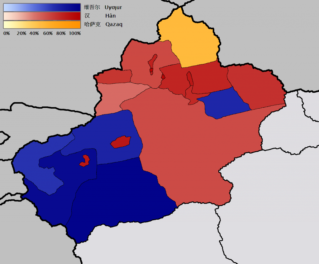Map of Xinjiang's Ethnic Groups