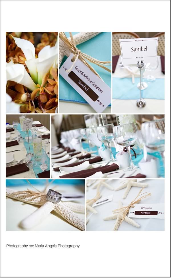 Megan amp Andrew wedding menus programs and starfish escort place cards 