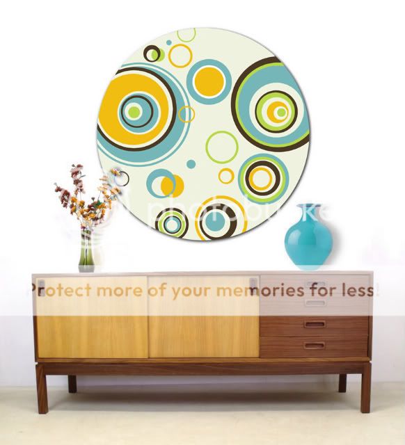 Retro Wall Hanging   Large Round Mid Century Vintage Style Art  