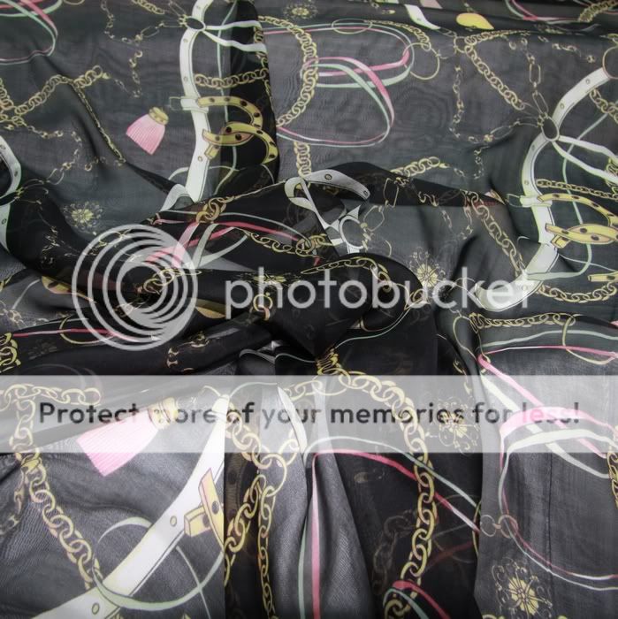 100% pure silk sheer chiffon 3 patterns  black by yard  