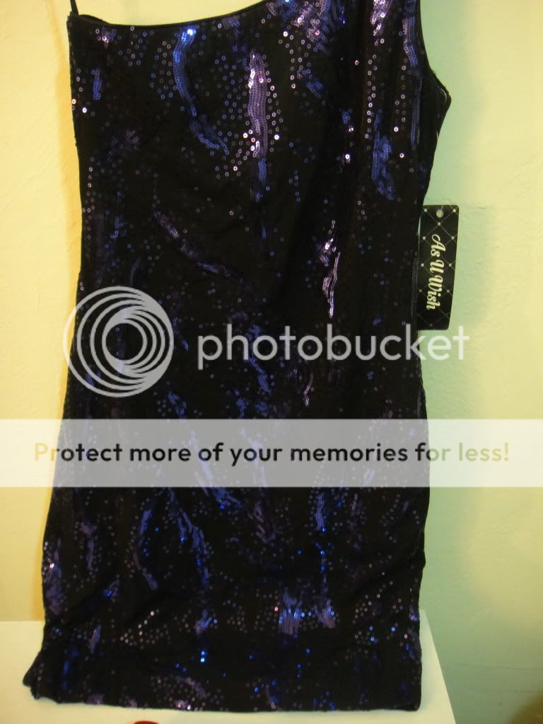 AS U WISH WOMEN BLACK & PURPLE SEQUIN DRESS US(S)  