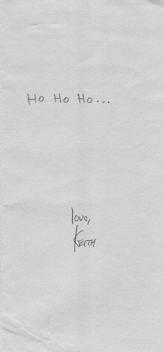 inside the Christmas card from Keith Cronin