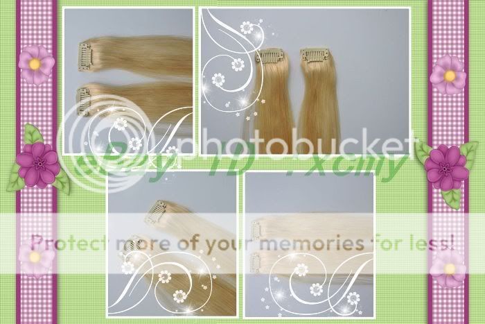 15 7pcs clip in human hair extensions #613 Light blonde  