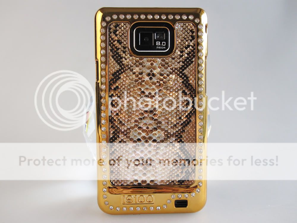 SAMSUNG Galaxy S2 i9100 Shinning Snake Leather Golden Edge Diamonte 